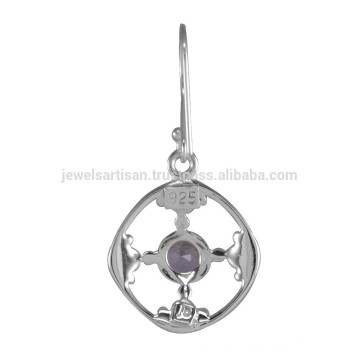 Natural Purple Amethyst Gemstone With 925 Sterling Silver Dangle Earrings Simple Jewelry